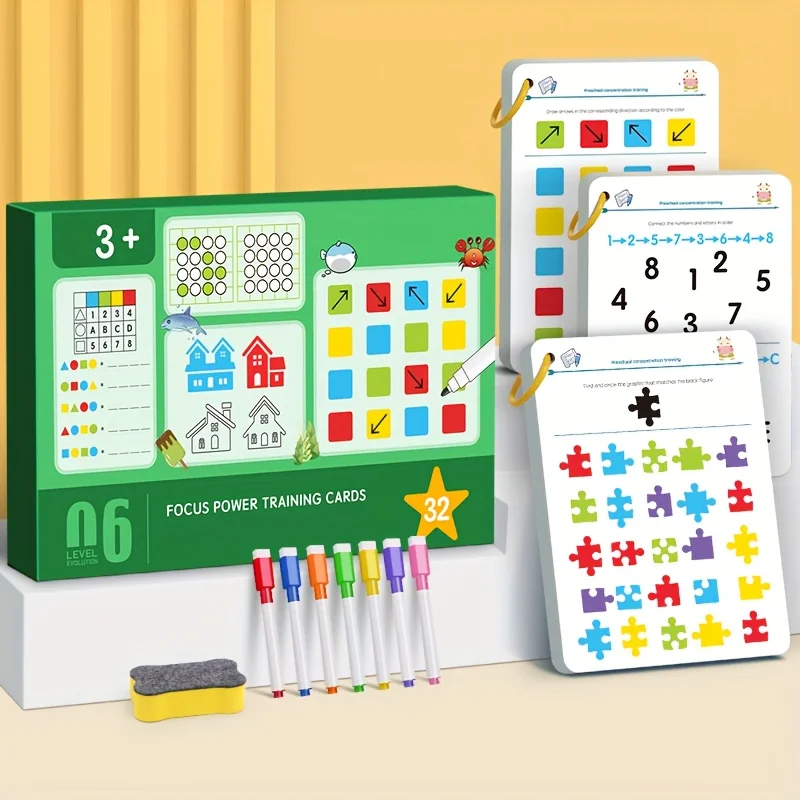 Pen Control Tracking Attention Visual Reusable Activity Card Exercise Challenges for Number Shape Recognition Letter Recognition