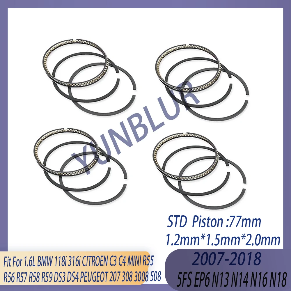 STD 4pcs Engine Piston Ring Kit Fit 1.6 L 5FS EP6 N13 N14 N16 N18 Gas 07-18 For BMW 118i 316i CITROEN C3 C4 MINI PEUGEOT 308 508