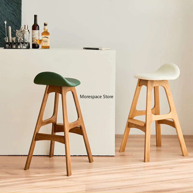 60/65/70/75cm Modern Simple High Seat American Retro Bar Stools Exhibition Hall Front Desk Chairs Nordic Solid Wood Bar Chair