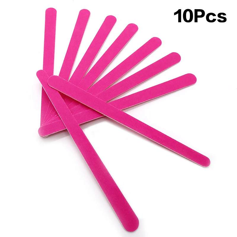 10Pcs Professional Sandpaper Rose Red Washable Nail File Long Style Sand Double Sided Polishing Tools Nail Carentry Salon