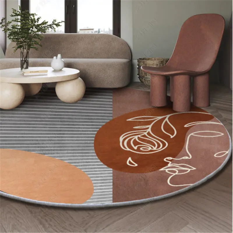 

Nordic Round Carpet Living Room Carpets Bedroom Decor Dresser Mat Bedroom Circular Floor Mat Basket Table Swivel Chair Mat Rugs