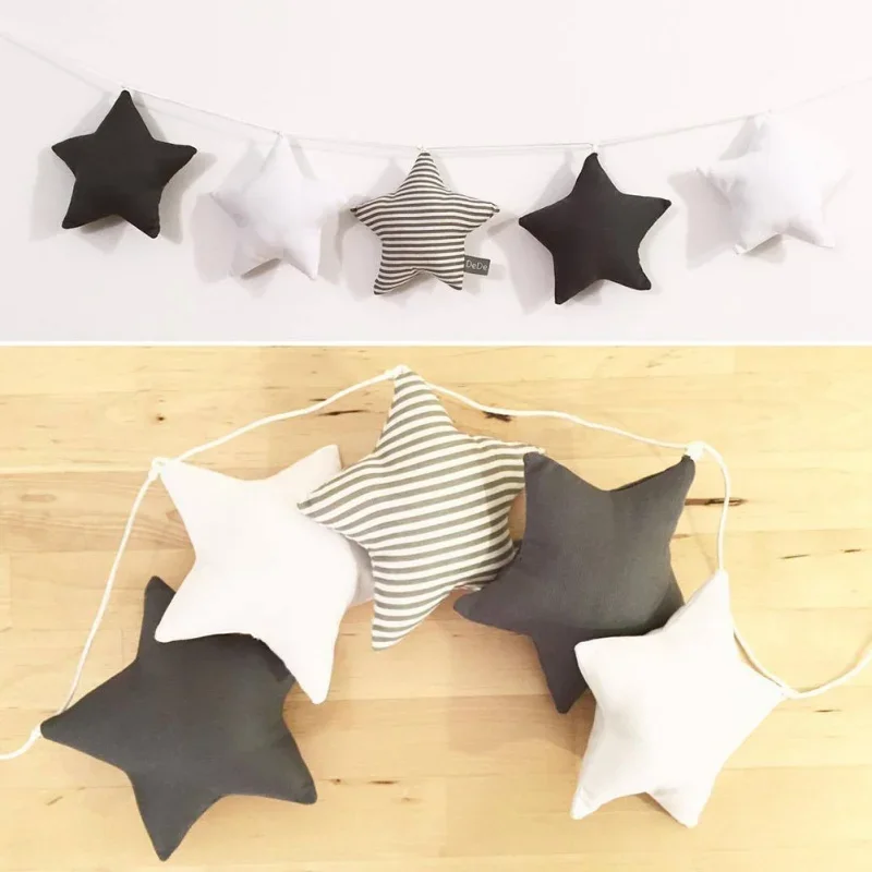 Nordic Cotton Star Garlands String Cute Pendent Kid Room Tent Bed Curtain Decoration Accessories Home Wall Hanging Ornament