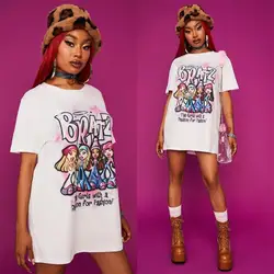 Camisetas Harajuku BRATZ para mujer, ropa de calle para mujer, Tops Y2k, camiseta estética Vintage, camisetas de gran tamaño para mujer