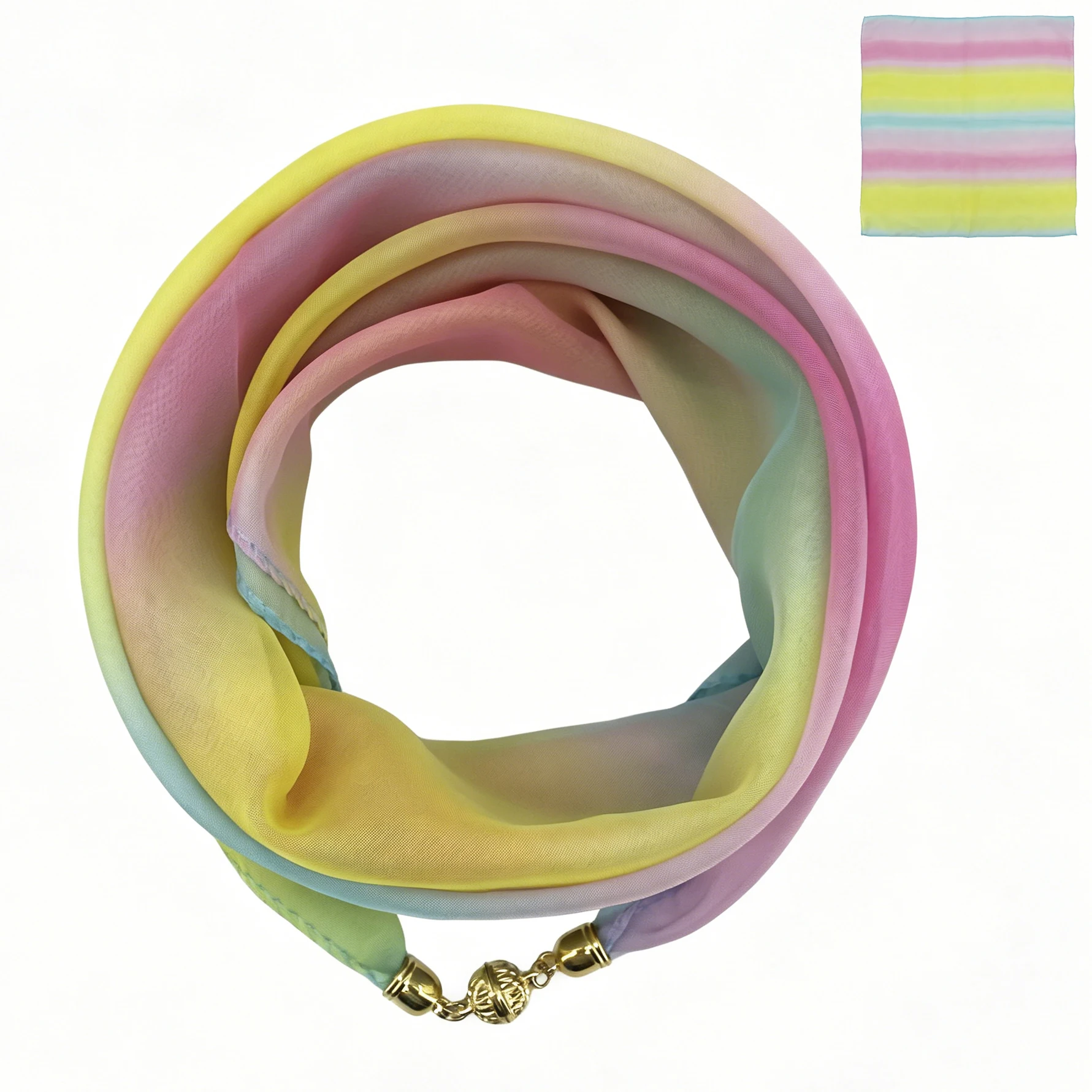 Farbverlauf Regenbogen-Streifen Karierter Farbblock Kontrast Magnetverschluss Halstuch Bedrucktes Dekoratives Halstuch Vielseitiges Halstuch – Detail 14