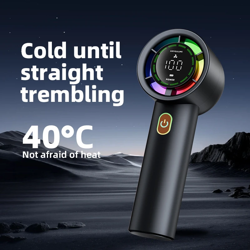 Handheld High-Speed Electric Fan LED Digital Display High Speed 100 Speeds Turbo Compress Fan Model Brushless Mini Portable Fan