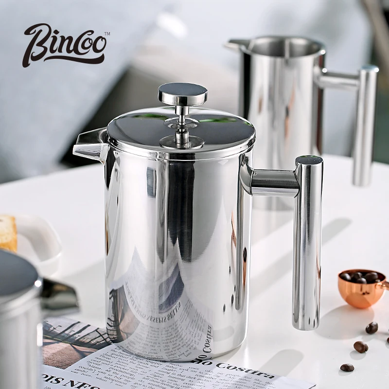 Bincoo 350ml/800ml/1000ml Coffee Maker Pot French Press Coffee Maker Stainless Steel Double Walled Insulated Coffee Maker Pot
