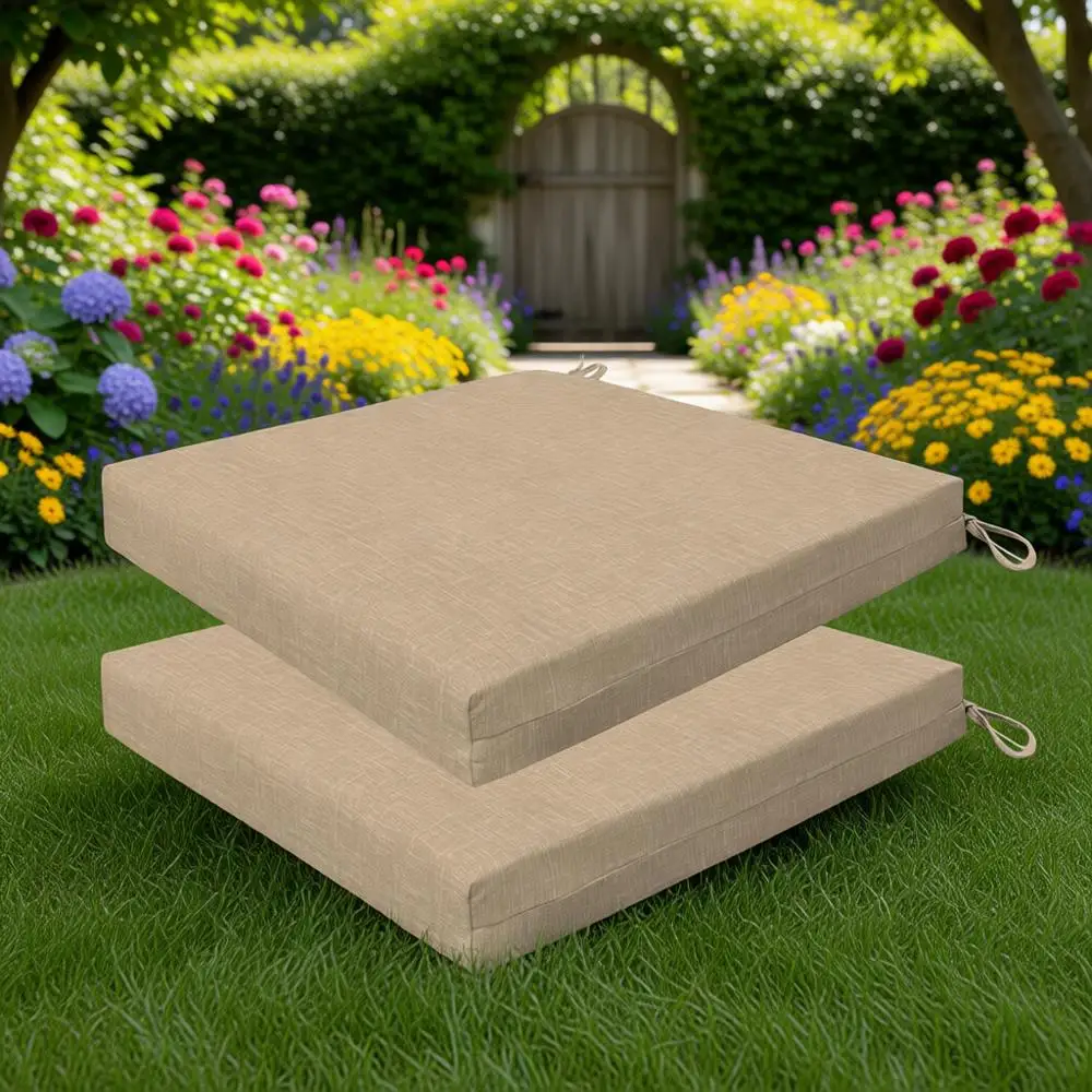 

Outdoor Essentials Set of 2 Square Seat Pads, 19 x 19, Neutral Dining Chair Cushions or Patio Furniture