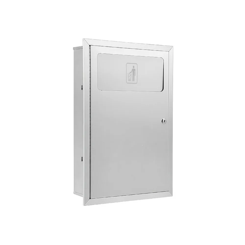 Customized side‑opening 304 stainless steel embedded garbage bin for delivery to commercial public toilets inside garbage bin