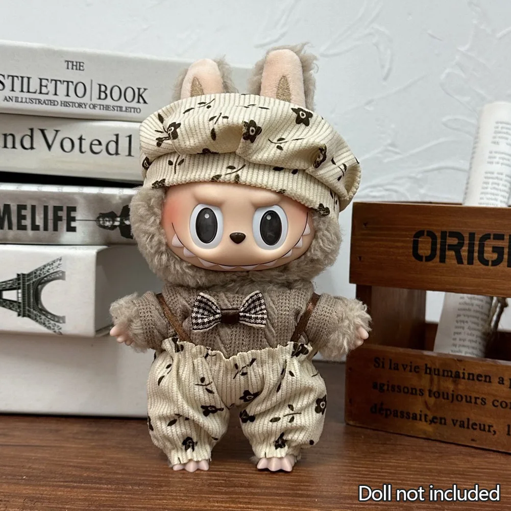 Ropa de moda Ropa Labubu, conjunto de Ropa, accesorios para muñecas de 15/17cm, traje de tirantes de muñeco de peluche Labubu V2 V1