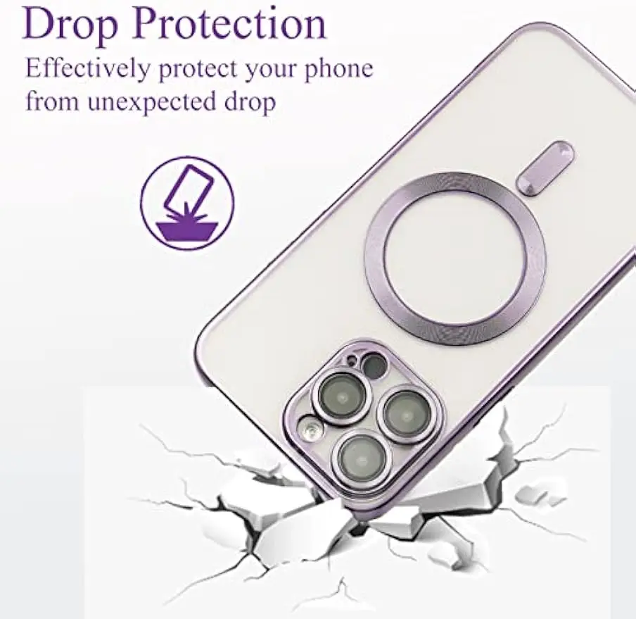Luxury Plating Case For iPhone 15 16 14 Plus 13 12 11 Pro Max With Camera Lens Protector For Wireless Charge Magnetic Soft Cover image 5