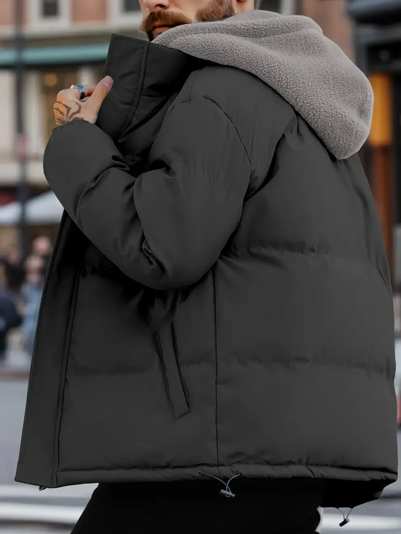 M-8XL grande veste à capuche pour hommes manteau décontracté épais chaud sports de plein air vers le bas coton mode faux deux pièces ensemble pour hommes