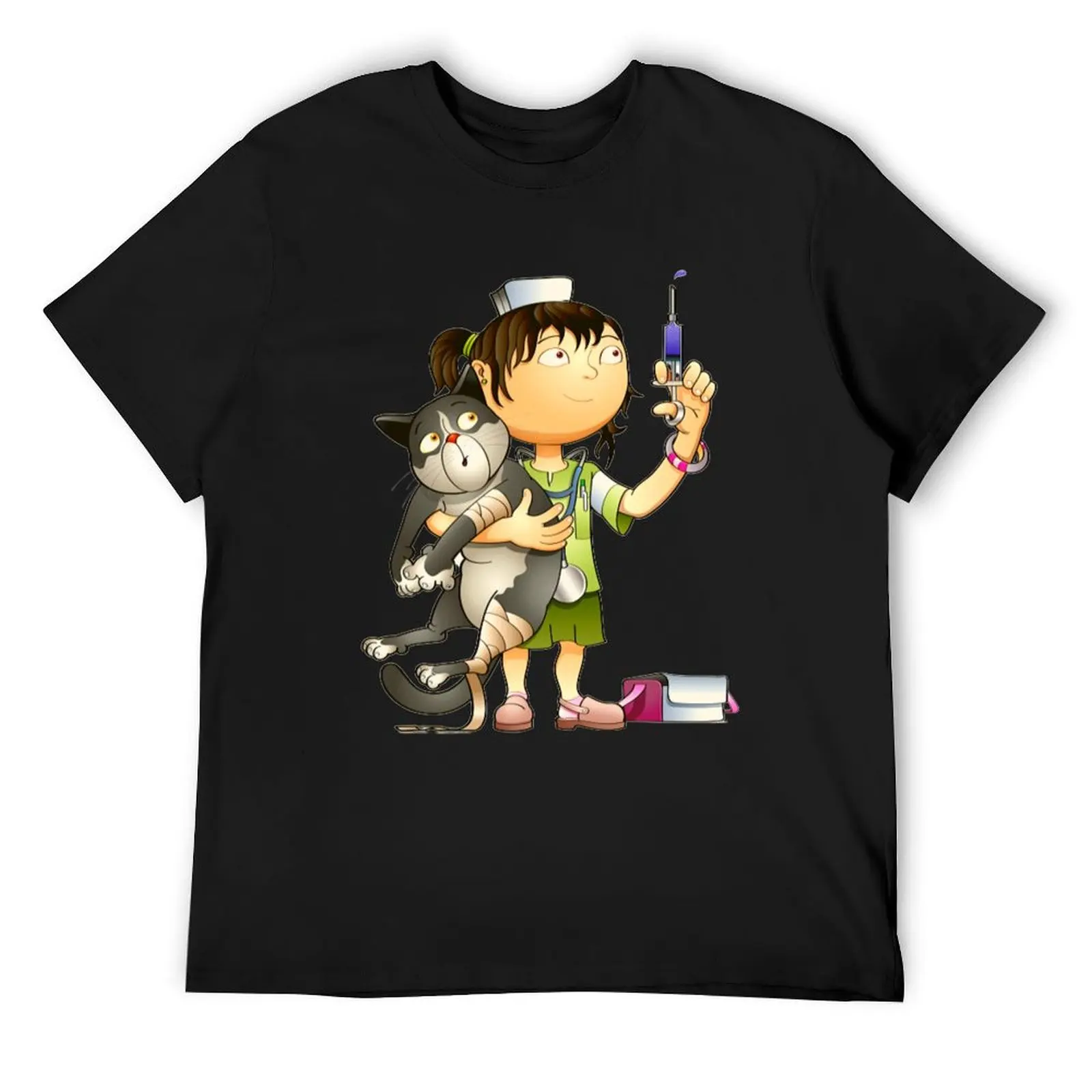 

The Veterinarian and the Cat T-Shirt cute tops for a boy T-shirts oversize anime t shirts mens clothing