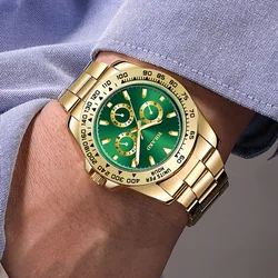 Reloj de pulsera de cuarzo minimalista para hombre, cronógrafo de acero inoxidable dorado, informal, de negocios, de lujo, a la moda, 2022