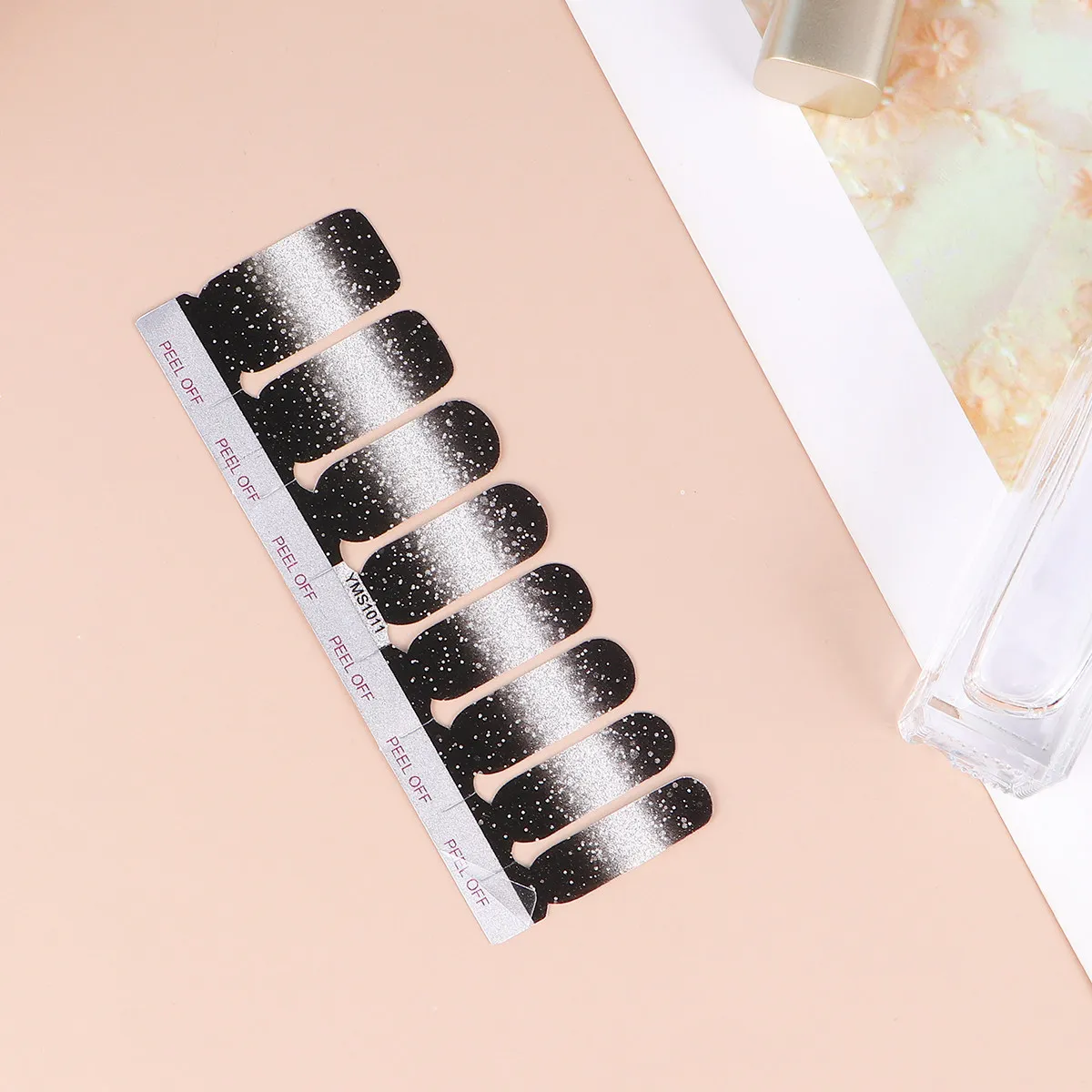 

48 наклеек для накладных ногтей с полным покрытием, черные с градиентом, для вечеринок, DIY маникюра, наклейки для ногтей, накладные ногти