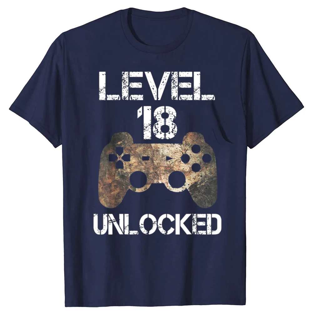 Level 18 Unlocked 18th Birthday 18 Year Old Gamer Boys T Shirts Graphic Cotton Streetwear Birthday Gifts Summer 2007 T-shirt