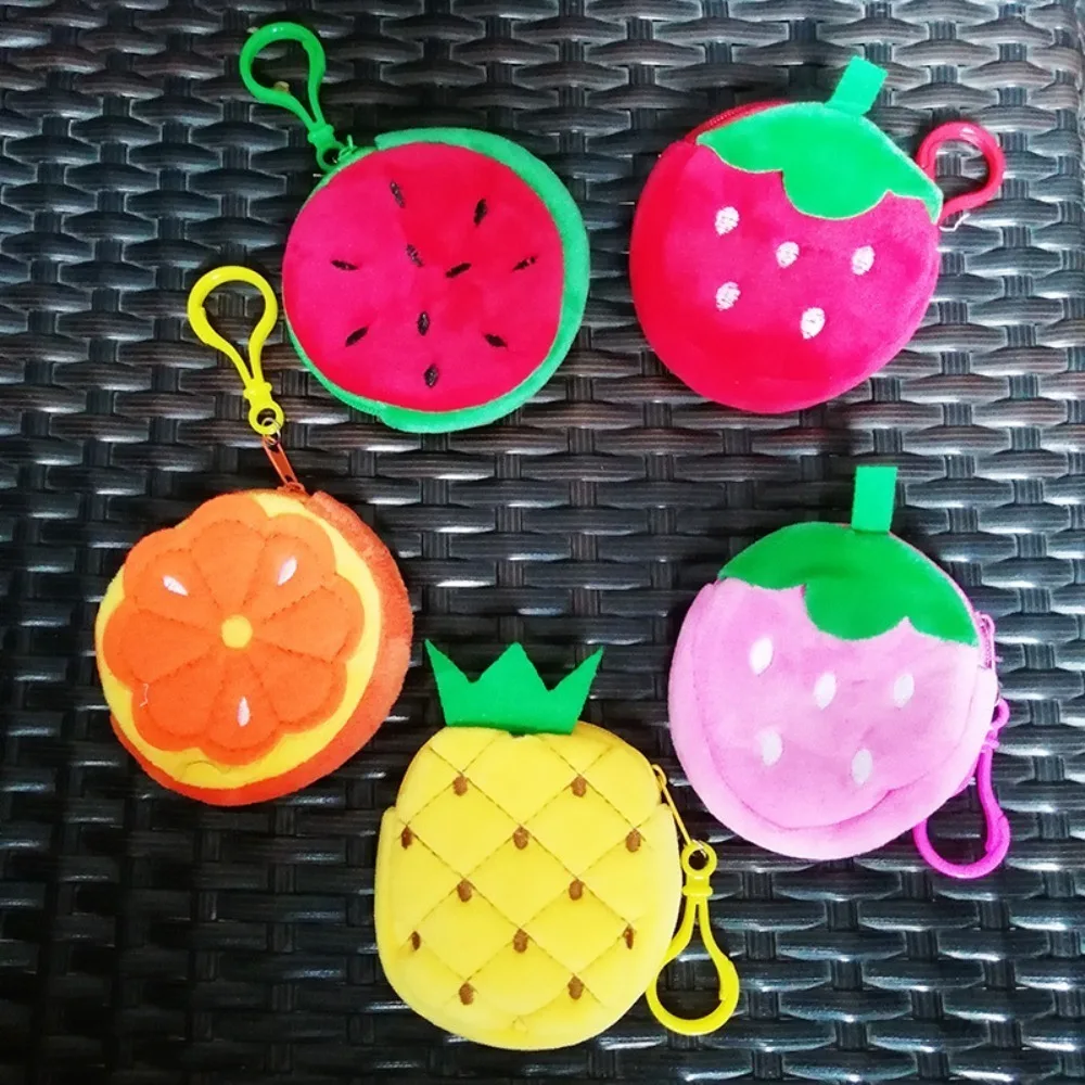 Keyring 3.15in Fruit Coin Bag Watermelon With Hook Plush Wallet Pouch Orange Small 8CM Coin Pouch Adult