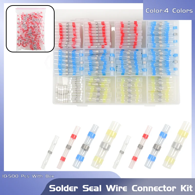 

Waterproof Heat Shrink Butt Splices for A Secure Corrosion-Resistant Seal All-in-One Solder Seal Wire Connector Kit (10-500pcs)