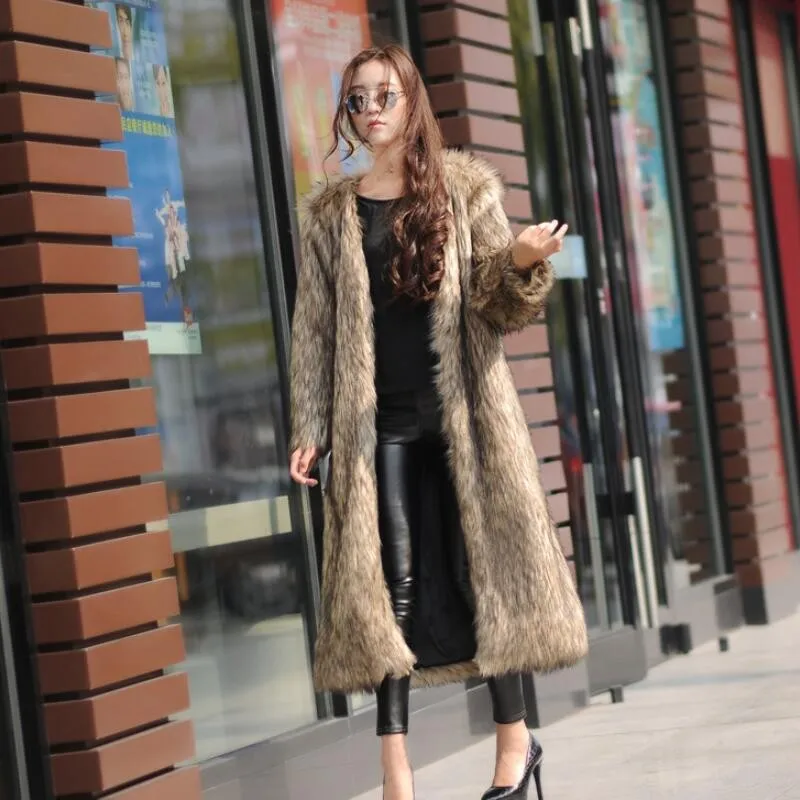 

Thick Warm Fox Fur Solid Women Cardigan Faux Fur Long Sleeve V Neck Pockets Spliced Loose Fit Autumn Winter 2025 Casual