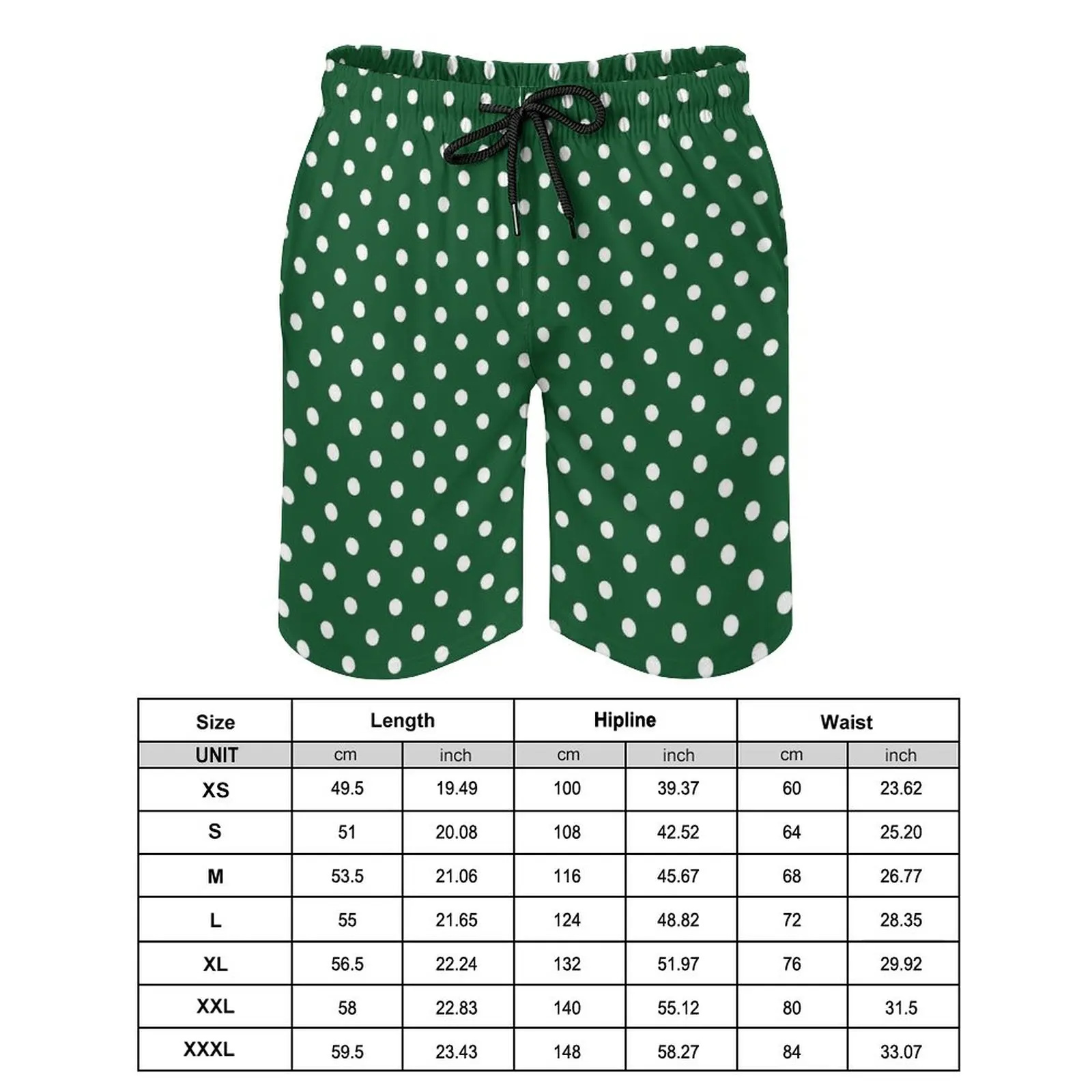 Green Polka Dot Board Shorts Summer Retro Print Vintage Beach Shorts Men Sportswear Fast Dry Design Swim Trunks