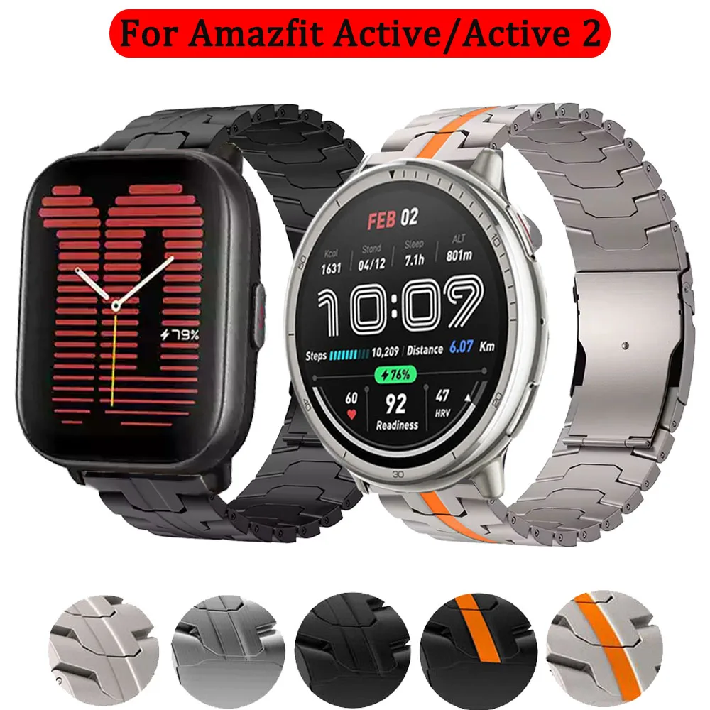 22 مللي متر 20 مللي متر سوار فولاذي غير قابل للصدأ ل Amazfit نشط 2/Bip 3 برو حزام ل Amazfit Bip 6 5/الفهد برو/مربع/سوار مستدير كوريا