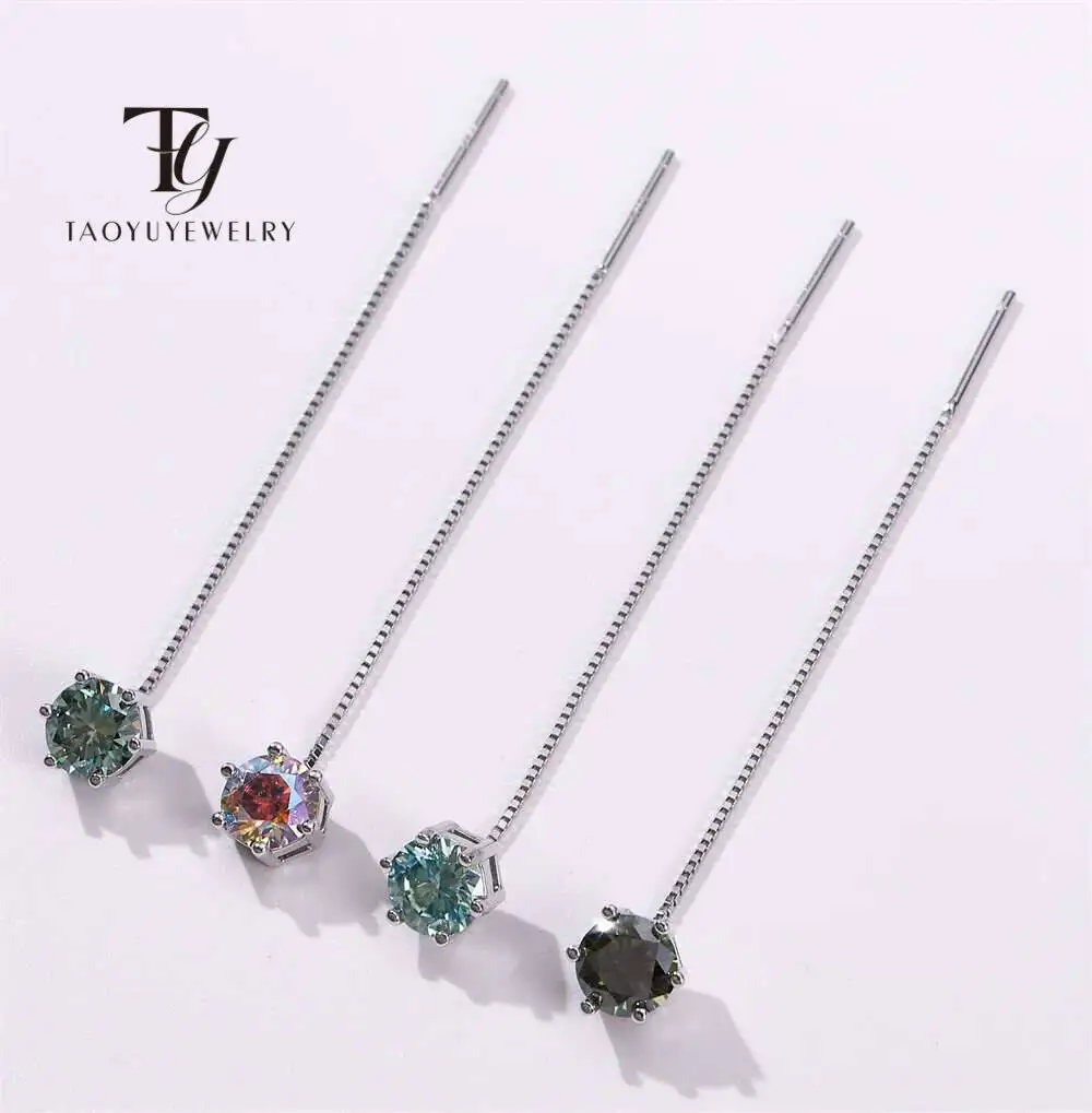 5-6,5mm Moissan ite Frauen Tropfen Ohrringe für Charm Lady Solitaire echte Sterling Silber weibliche Dating Party Ohrring Geschenk