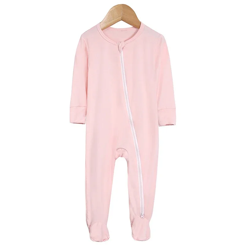 Newborn Baby Rompers 2024 Infant Jumpsuit Bamboo Fiber Baby Boy Girl Clothes Zipper Baby Bodysuit 0 to 18 Months Footed Rompers