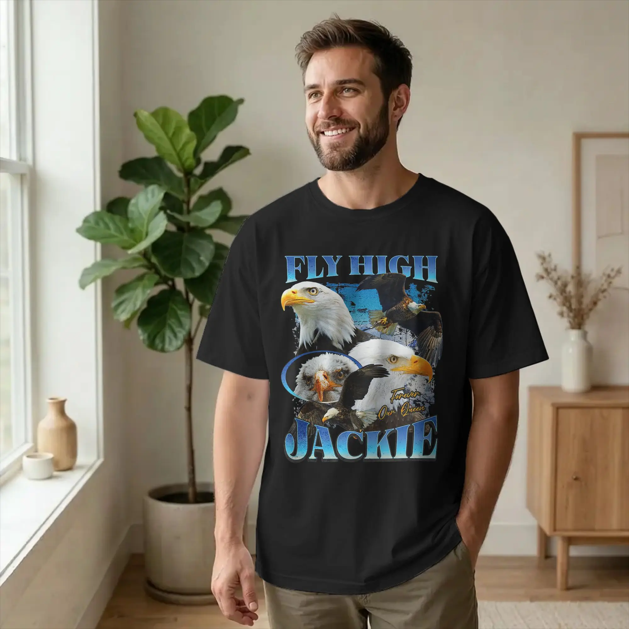 Print Jackie Bald Eagle Memorial 2026 Wildlife Remembrance T Shirt Men Cotton Short Sleeve  O-neck Summer Tops Shirts