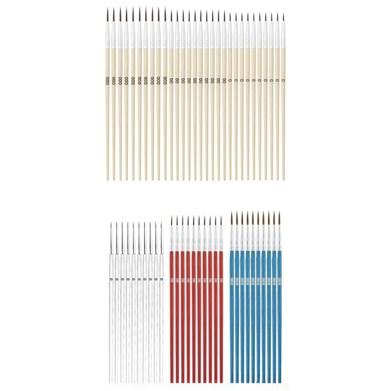 30Pcs Miniature Art Brush Handle Detail Paint Brush for Acrylic Watercolor Gouache Oil Face Painting Model Figurine K92C