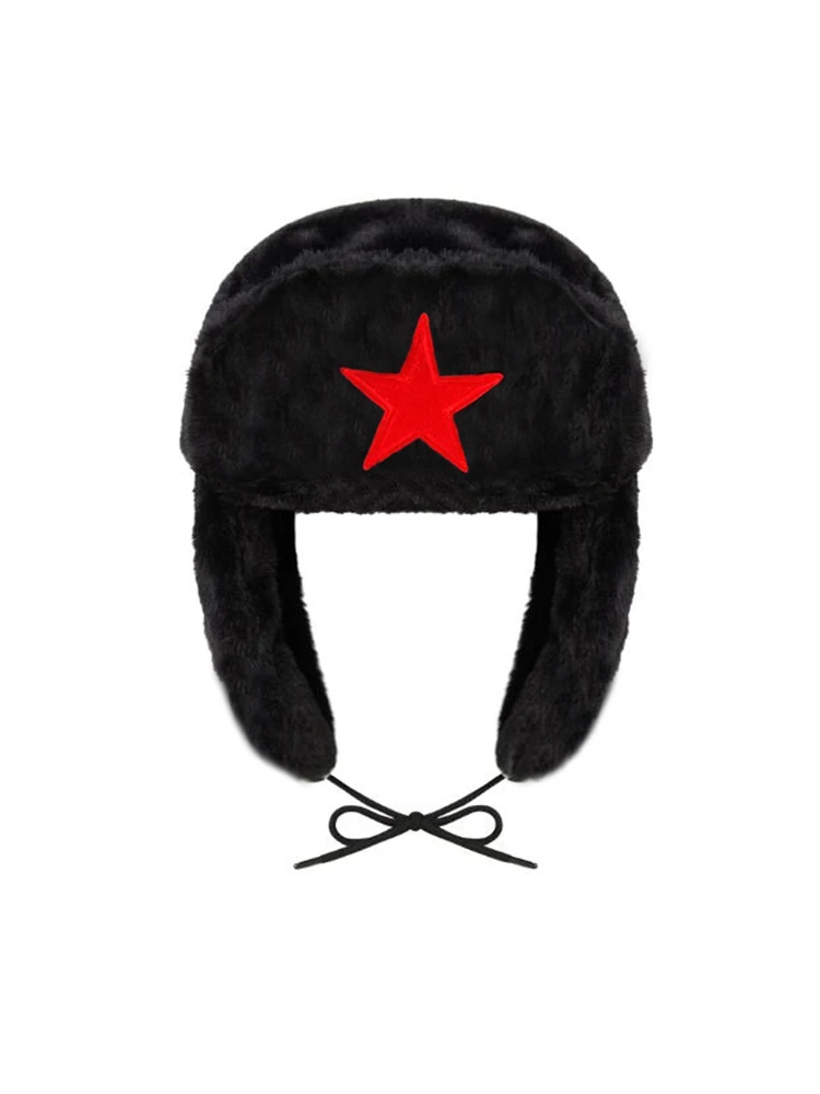 Winter Warm Ushanka Men Women pentagram Lei Feng Winter Hat Aviator Outdoor Ear Flaps Bomber Cap Proof Trapper Russian Hat