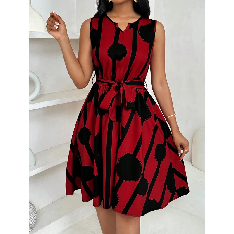 

2025 Summer New European and American Style Belt women Dress NC001