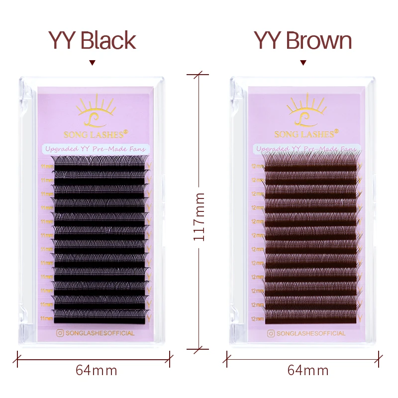 SONG LASHES 12 Rows YY Lashes 8-15MIX Hand Woven Soft and Natural Lashes Black/Brown False Eyelashes Extension Makeup Tools