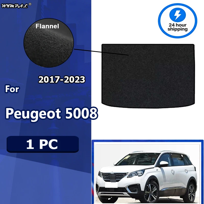 

Flannel Rear Trunk Mat For Peugeot 5008 2017-2023 Tray Trunk Luggage Floor Carpet Pads Auto Accessories Boot Cargo Black