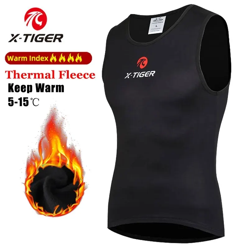 

X-TIGER Winter Cycling Base Layer Sleeveless Fleece Sports Bike Jerseys Shirt Warm Bike Underwear Bicycle Keep Warm