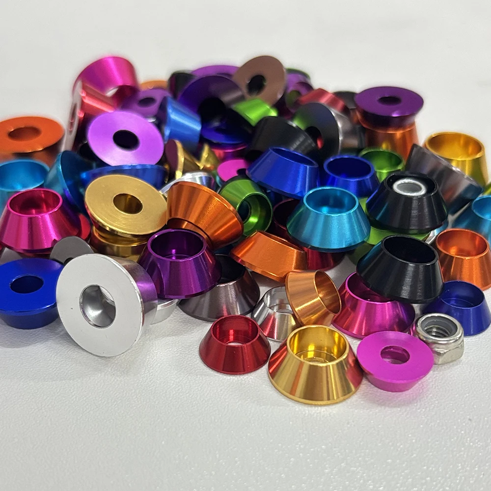 5-15Pcs Conical Aluminum Alloy Washers Anodized Oxidation Cone Cup Head Washers 11 Color Optional Screw M2 M2.5 M3 M4 M5 M6 M8