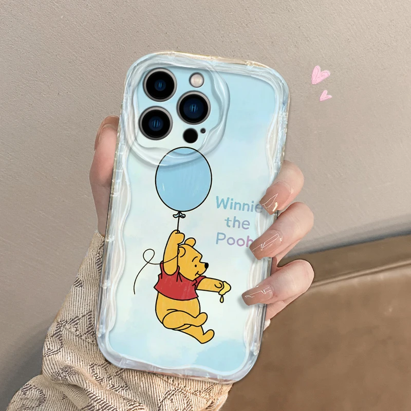 Cute Winnie Pooh Baby For iPhone 15 14 13 12 11 Pro Max XS Max X XR 7 8 Plus 6S 5S  Silicon Wave Oil Phone Case