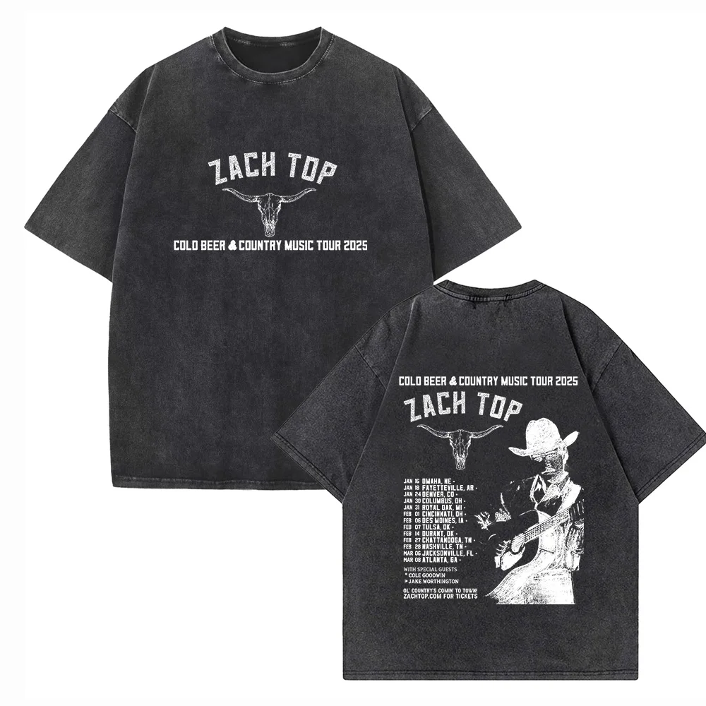 Zach Top Cold Beer & Country Music Tour 2025 Shirts Harajuku Vintage O-Neck Short Sleeve Cotton Man Woman T-Shirts Gift Tops