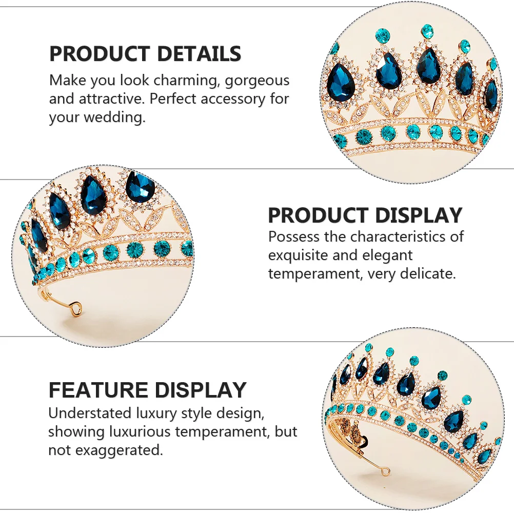 

Exquisite Wedding Rhinestone Crown Vintage Bridal Queen Tiara Elegant Hair Decor Wedding Accessories Vintage Queen's Tiara