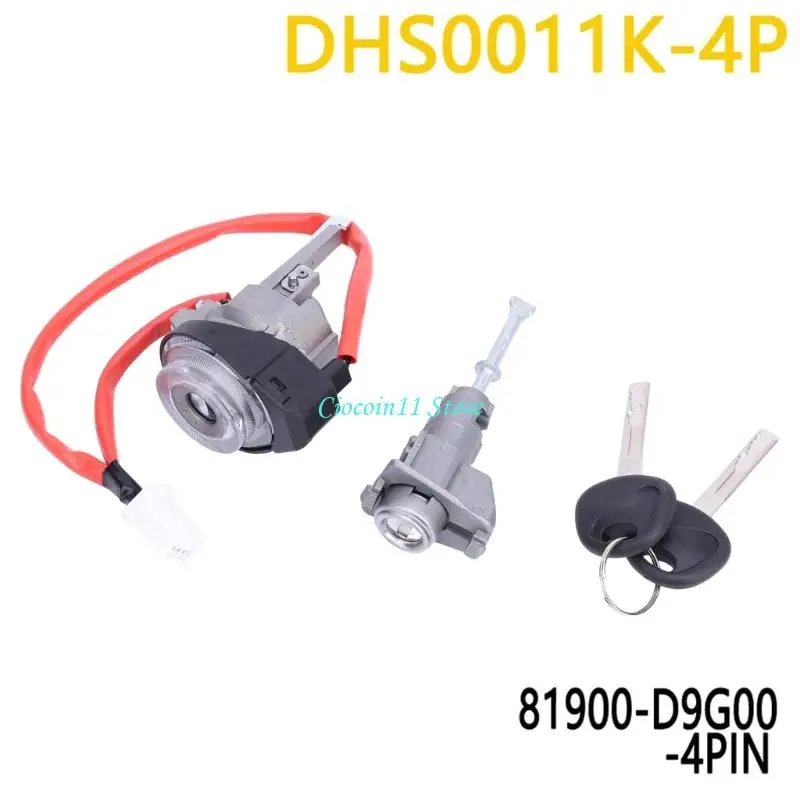 Y1UB Automotive Ignition Lock Cylinder Assembly with 4-Pin Wiring Connection for 2017-2021 Vehicles, Die-Cast Metal Part for 6