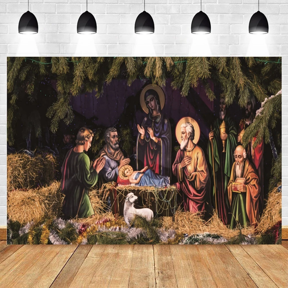 الولادة المسيحية ليسوع الخلفيات عيد الميلاد الليل المقدس الأسرة الصليب الملاك المهد المشهد استحمام الطفل التصوير الخلفية