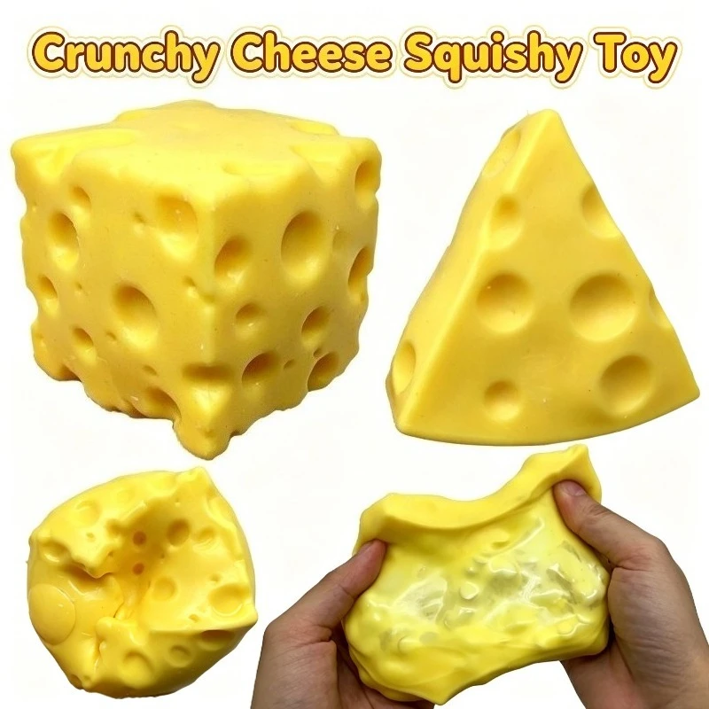 Quetschbarer Knuspriger Käse-Stressball Fidget-Spielzeug Simulierter Knuspriger Käseball Quetschspielzeug Runde Blöcke Gefüllt ASMR Anti-Stress-Spielzeug