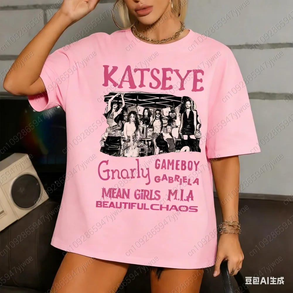 Retro Katseye Beautiful Chaos T-Shirt Short Sleeve Tee Gift For Woman Man Oversized Graphic Short Sleeve Shirt Unisex Men Women