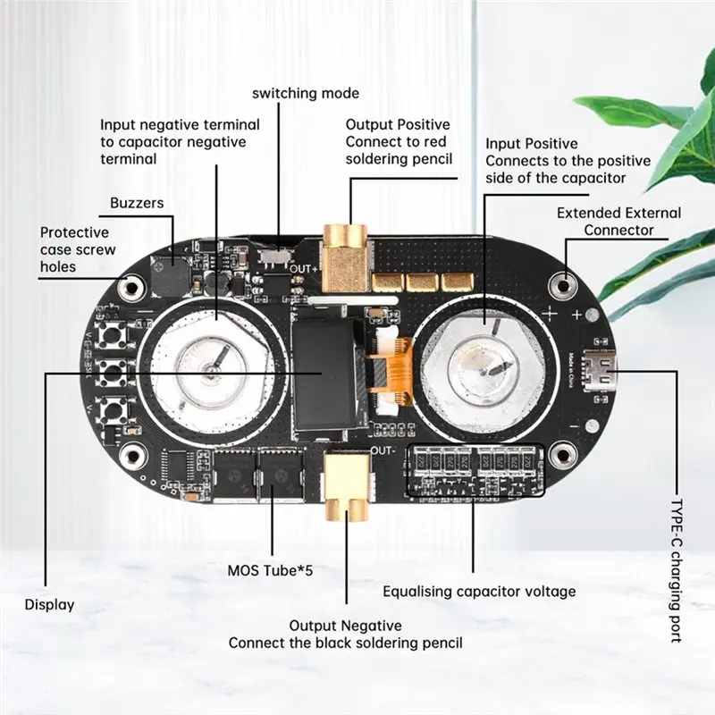 BMBY-Small Double Pulse Adjustable High Power 18650 Lithium Battery Spot Welder Portable Handheld Fara Capacitor.