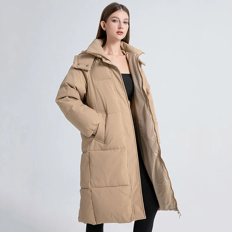 

2025 New Fashion Thickened Warm Hooded Down Women Cotton Jacket Winter Knee-Length Cotton Jacket Loose Women Cotton Jacket H516