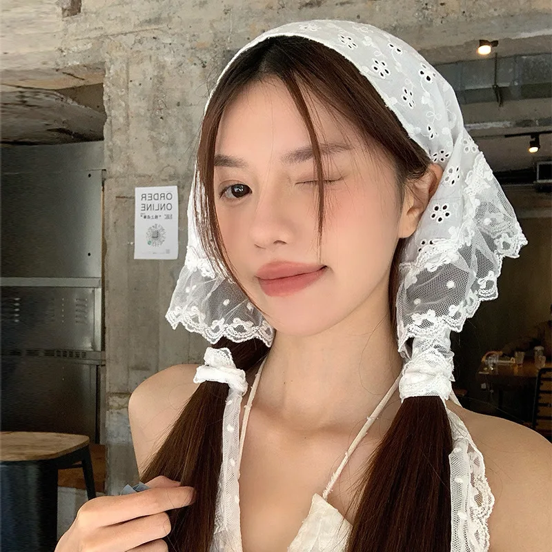 جديد جوفاء وشاح دانتيل الرجعية مثلث الحجاب المطرزة الدانتيل وشاح للرقبة الأبيض الدانتيل يصل السفر صور عقال للنساء الفتيات