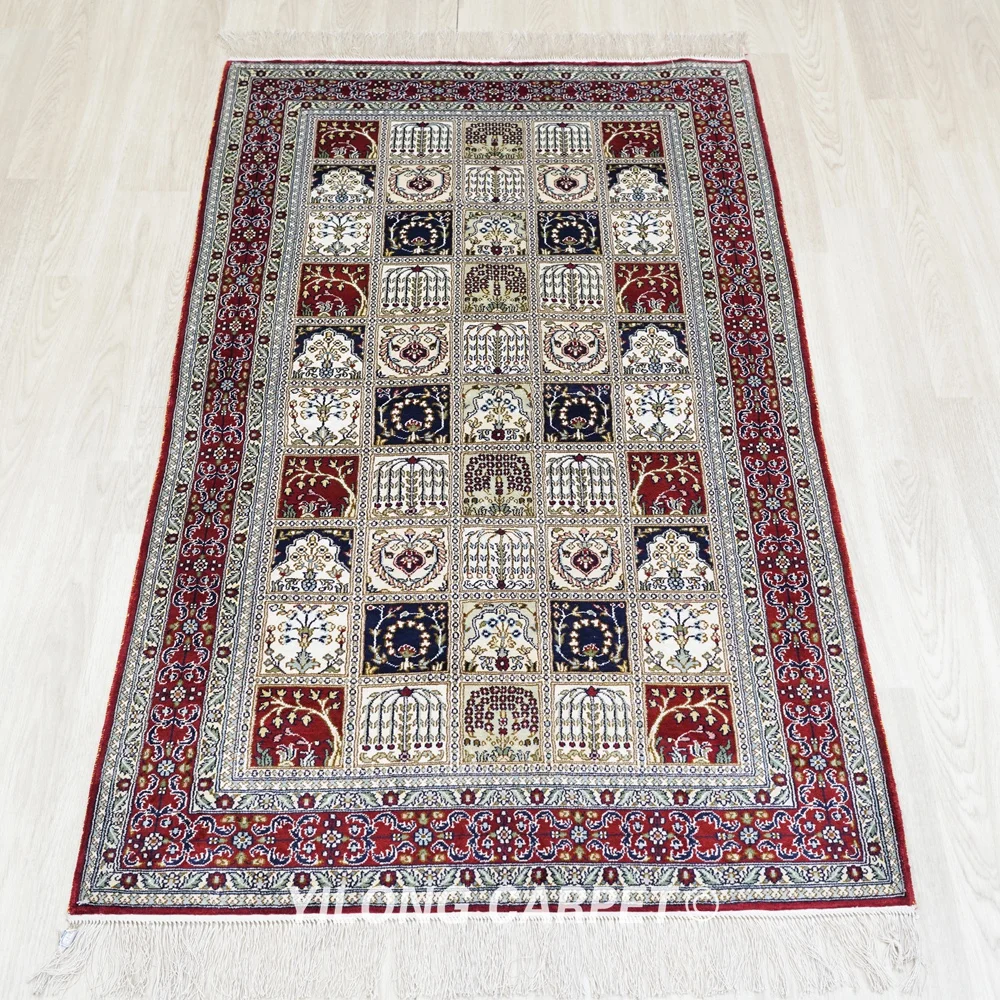 91x152cm Persian Silk Garden Carpet Exquisite Four Season Handmade Rug (YHW93B)