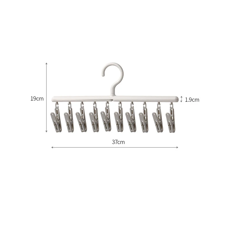 靴下と下着用の多機能乾燥クリップ,10クリップの靴下ラック,家庭用バルコニーと寮
