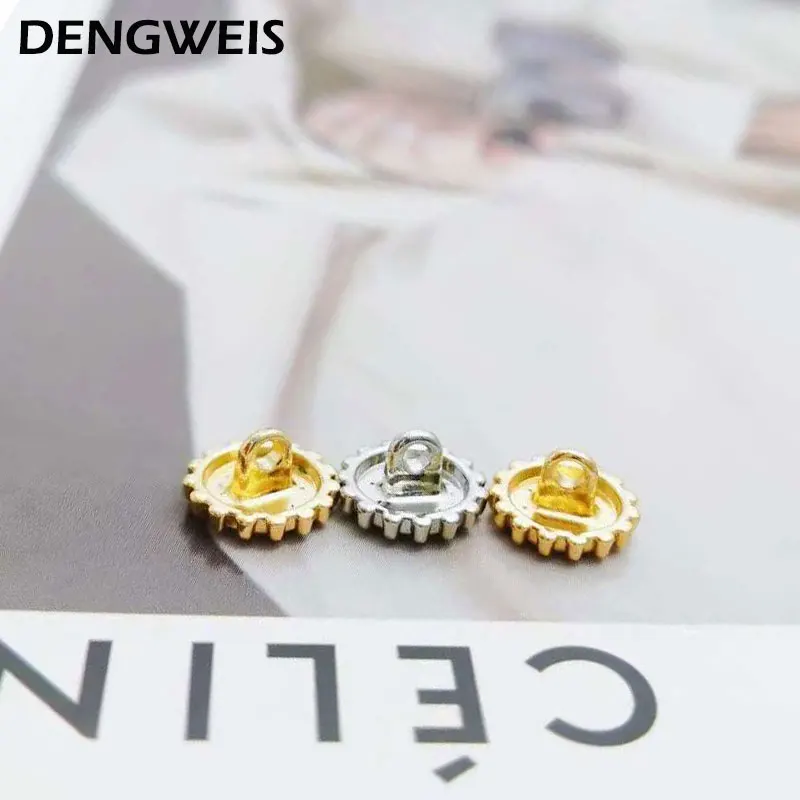 Kleine Perlenknöpfe aus Metall in Gold und Silber für Kleidung, Kleider, Damenhemden mit Manschettenkragen, dekoratives Nähzubehör, 10 Stück, 11,5 mm – Detail 6