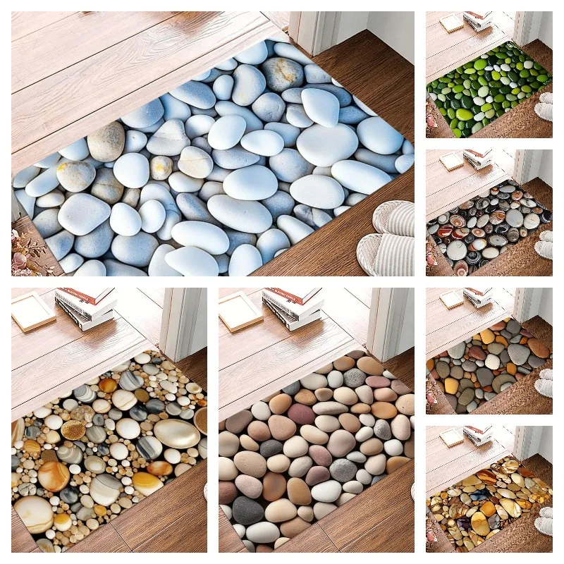 Tapis d'entrée antidérapant et imperméable à motif pavé, facile à nettoyer, décoration intérieure durable, tellement beau et tendance