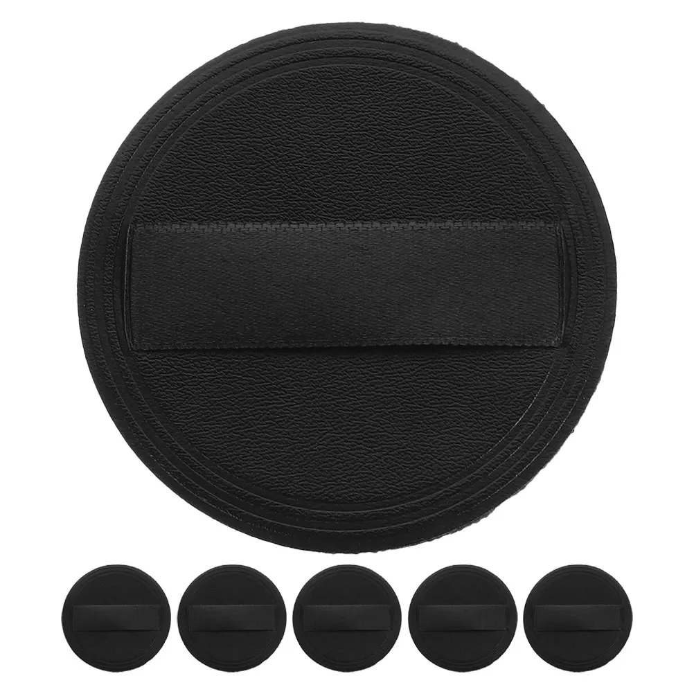 6 Pcs 울트라 얇은 파우더 퍼프 블랙 PU 슈퍼 소프트 메이크업 패드 54x4mm 라운드 교체 화장품 도구 얼굴