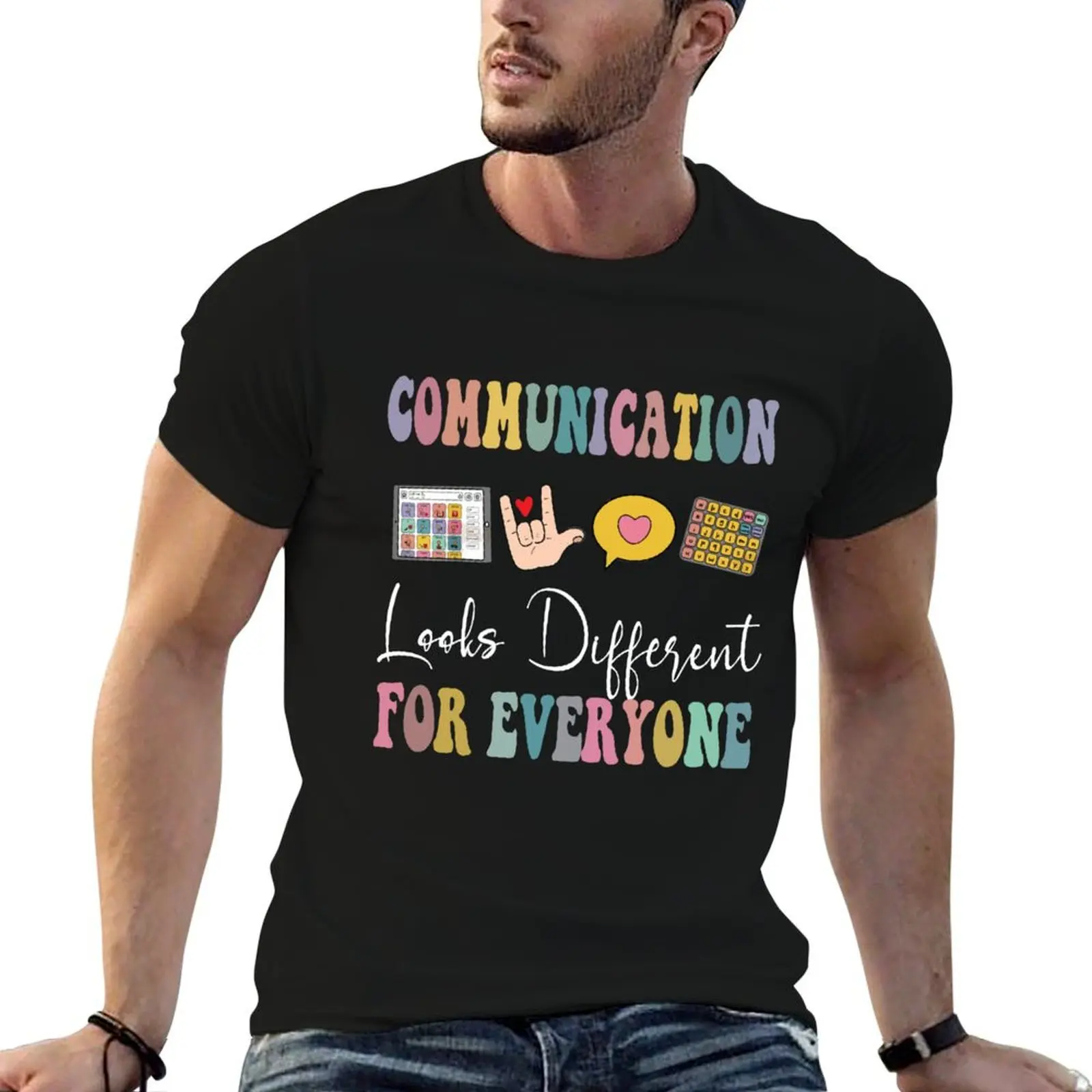 Speech Therapy Communication Looks Different For Everyone slp T-Shirt Creative Graphic Tee Shirt